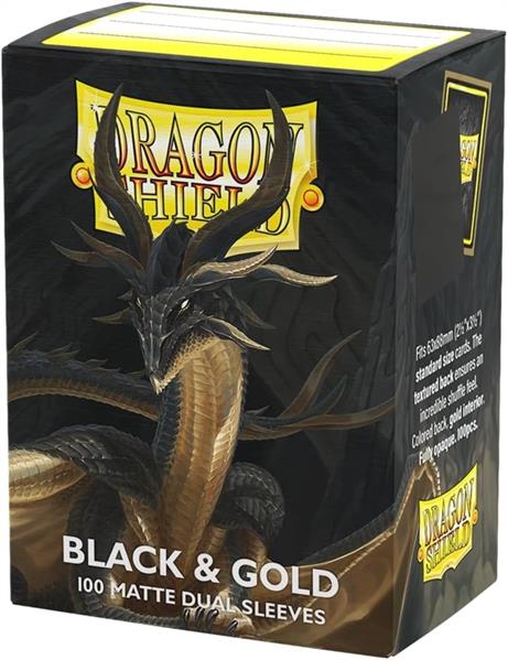 Dragon Shield - Standard Dual Sleeves: Black & Gold [Matte] (100 Sleeves)