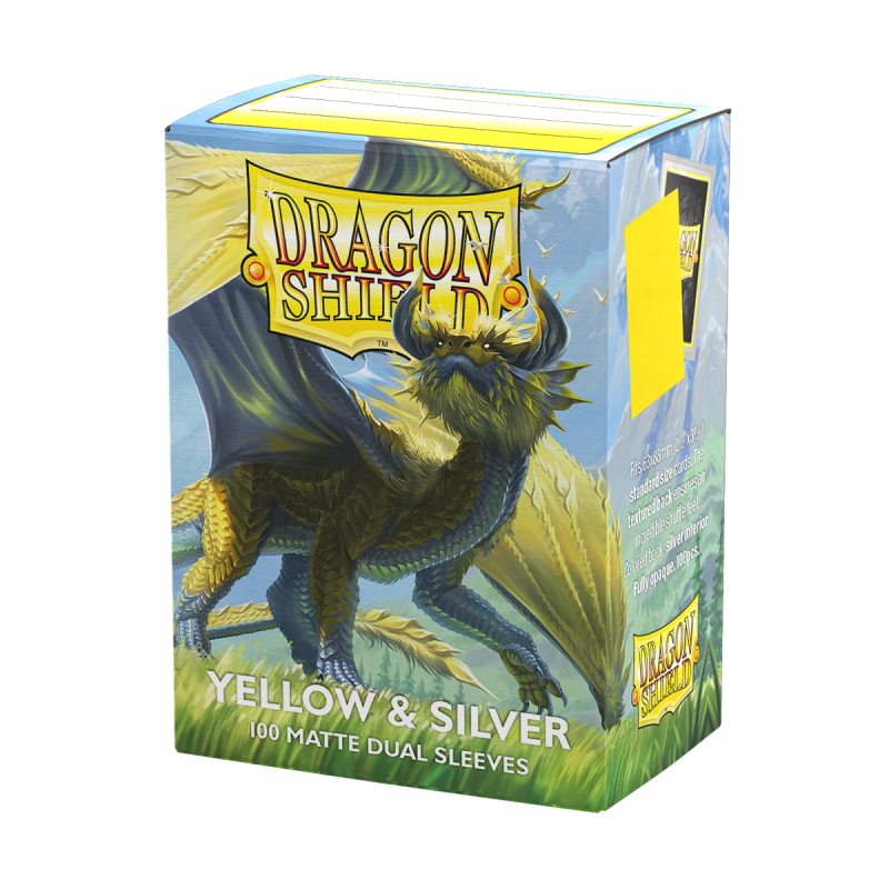 Dragon Shield - Standard Dual Sleeves: Yellow & Silver [Matte] (100 Sleeves)