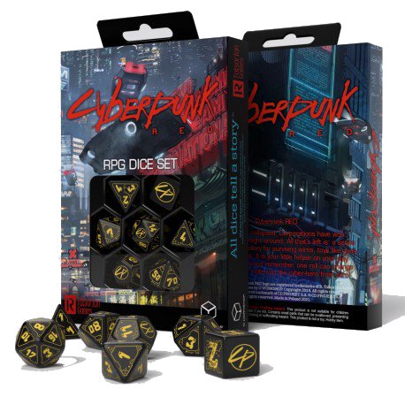 Q Workshop - Cyberpunk Red Wet Work 7pc RPG Würfelset